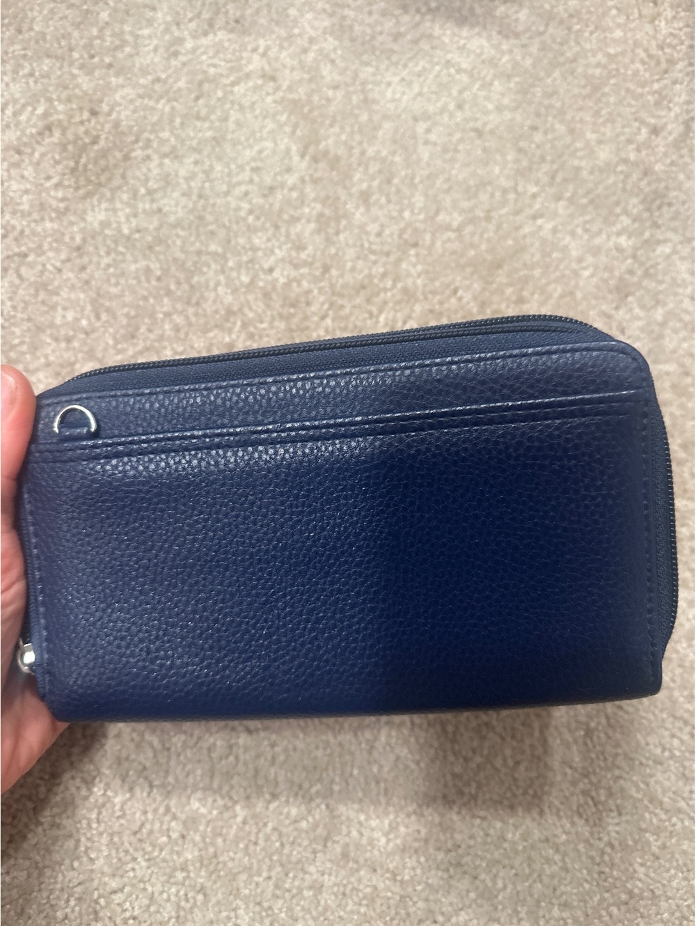 Buxton Navy Blue Leather Wallet with Zip and Card Slots